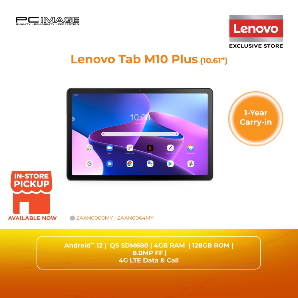 Lenovo Tab M10 Plus Tablet, FHD Android Tablet, Octa-Core Processor, 128GB  Storage, 4GB RAM, Dual Speakers, Kid Mode, Face Unlock, Android 9 Pie, Iron