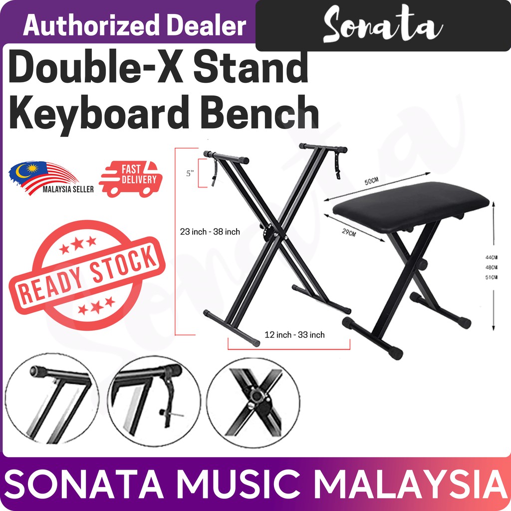 Sonata Double X Keyboard Stand and Q90 Keyboard Bench Package | Shopee ...