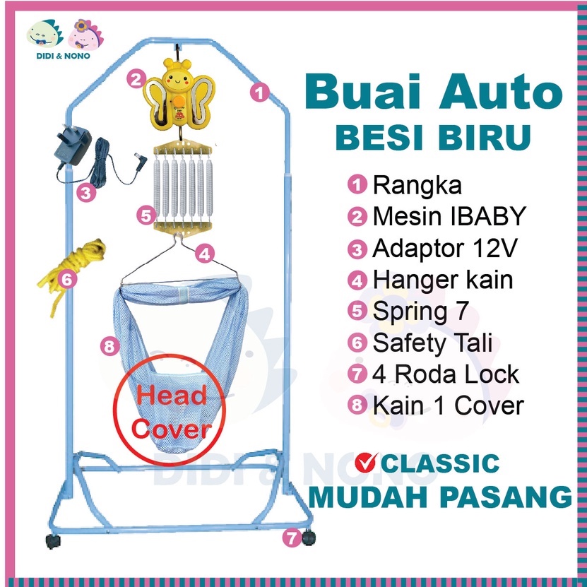 Spring Cot Double Epoxy with Wheel & Stopper Rangka Buai Butterfly ...