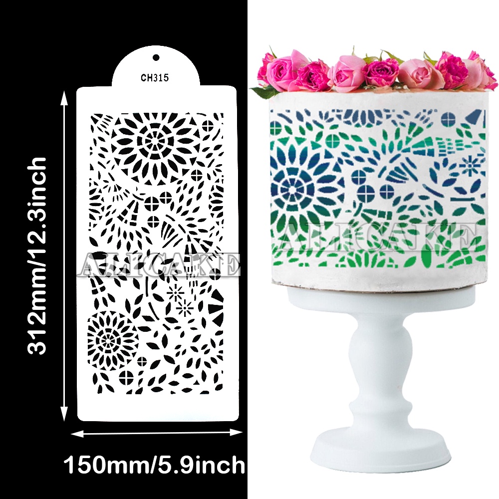 Cake Stencil Grass Shape Pattern Wedding Cake Decorating Plastic Lace Cake Boder Stencils ...