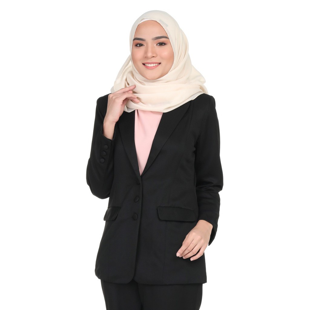TOPGIRL Muslimah Plus Size Office Blazer - Black | Shopee Malaysia