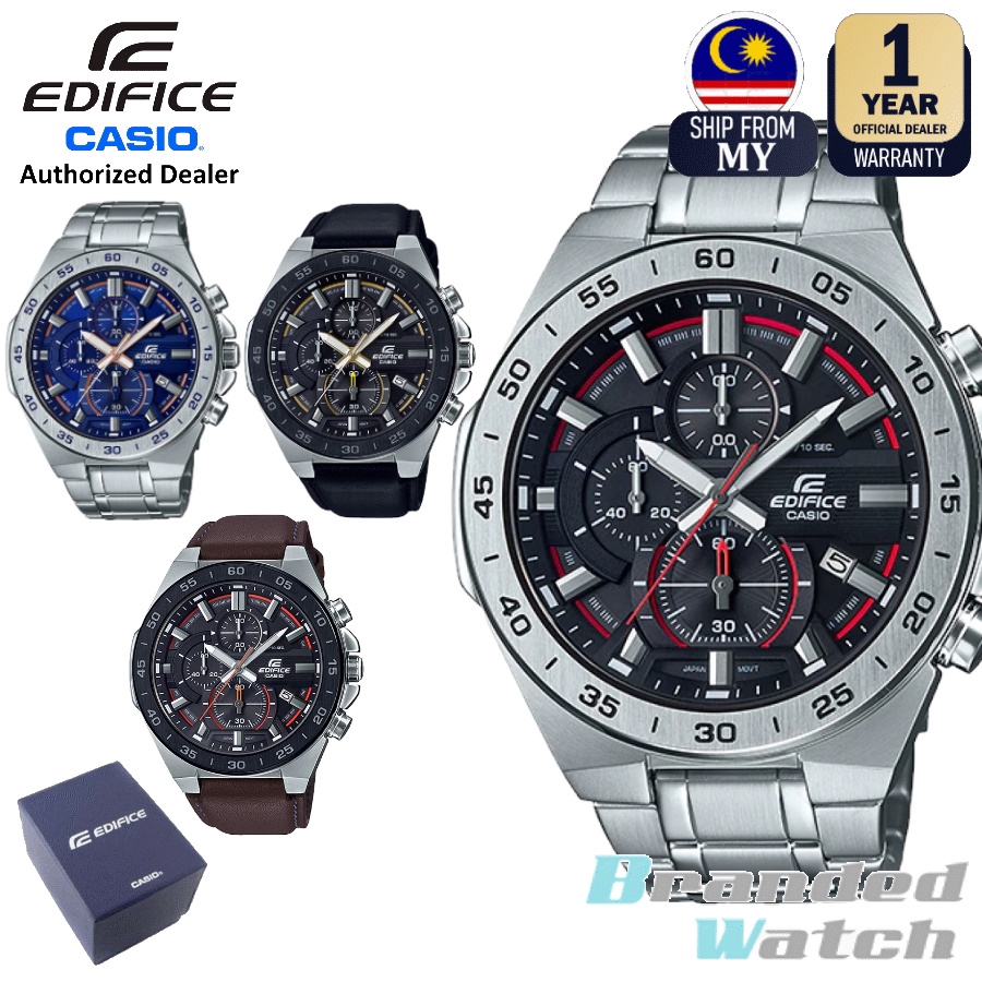 Marco 2 Years Warranty Casio Edifice EFR 564 Series Men s Chronograph Date Display Leather Dress Fashion Sport Watch