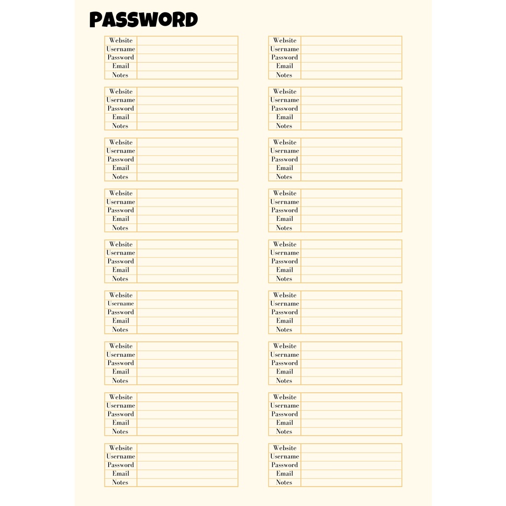 [PDF] Planner insert - Password Tracker - digital copy notebook ...