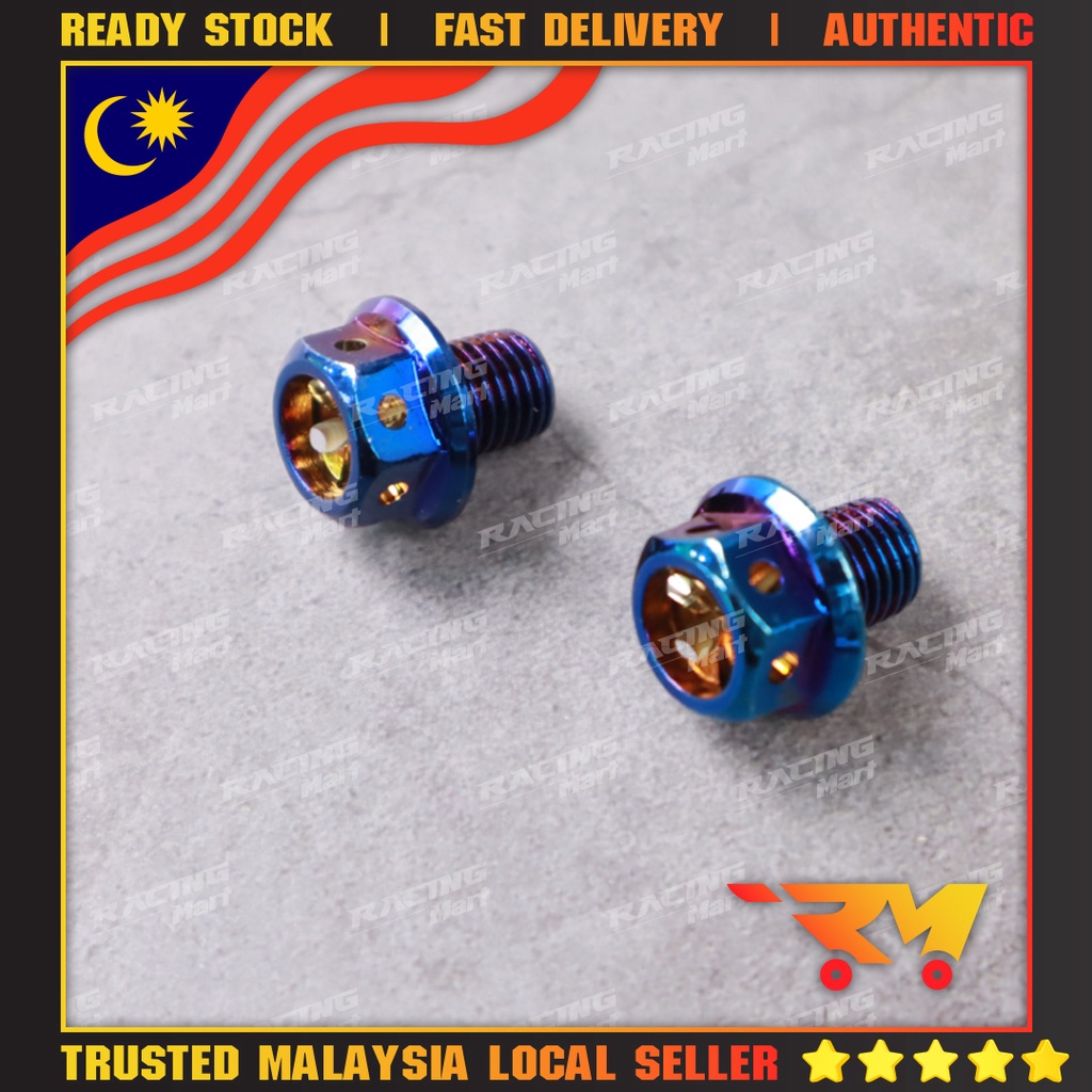 HONDA & YAMAHA 2PCS SCREW SIDE MIRROR SKRU SIDE MIRROR NUT GOLD