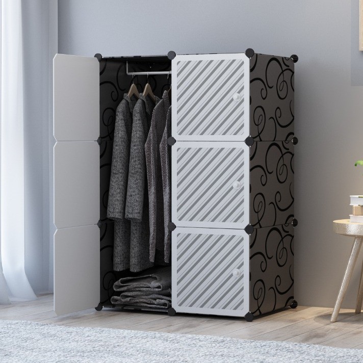 [READY STOK] LINE WHITE 6C DIY Rack Storage Cabinet Wardrobe With ...