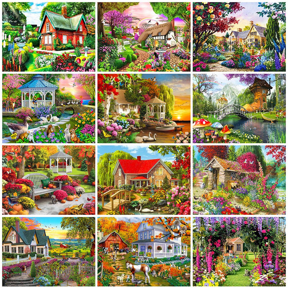 Full Round Diamond Painting House Scenery Diamond Embroidery Garden Cross Stitch Kit 5D DIY Home Decor Gift