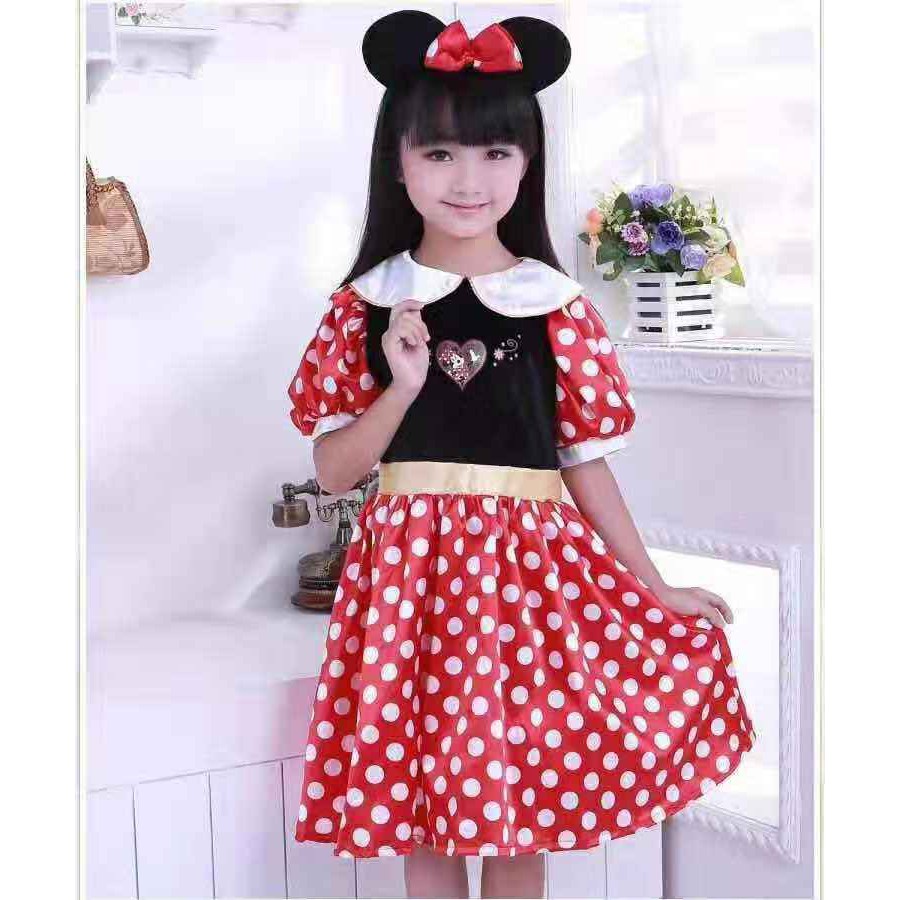 Kids Girl Mickey Minnie Mouse Dress Shopee Malaysia