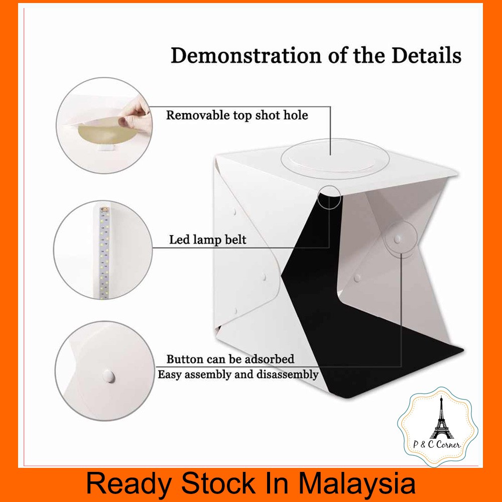 Folding Lightbox Photography Studio LED Light Photo Background + Free