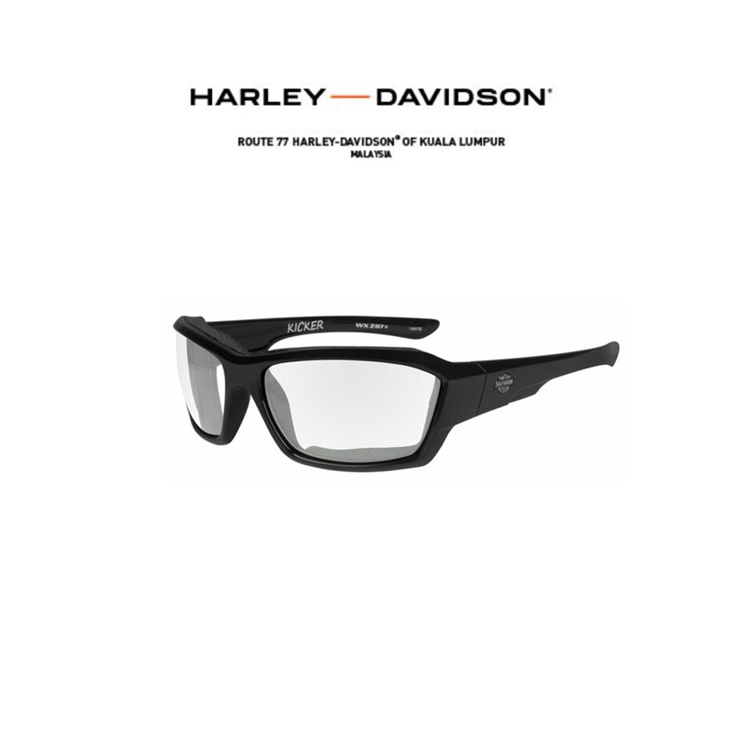 HarleyDavidson Men's Kicker Sunglasses, Clear Lens/Gloss Black Frame
