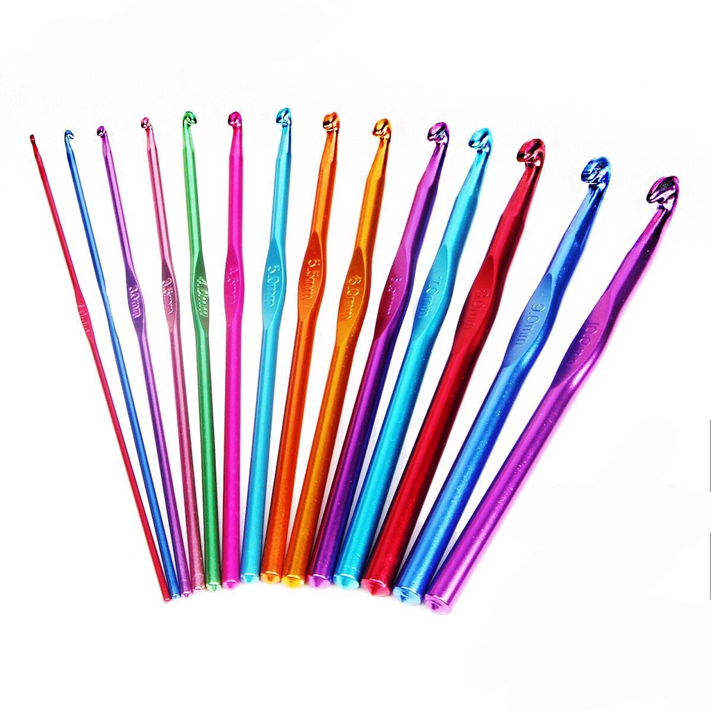 8 Pcs Crochet Hooks Set With Ergonomic Handles - Aluminum Knitting Needles For Beginners