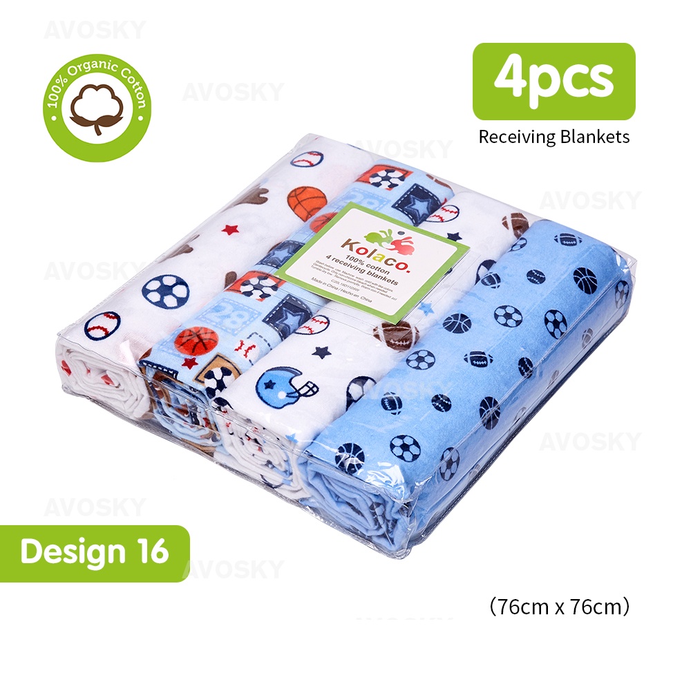 AVOSKY 4pcs Baby Swaddle Soft Blanket Bedung Bayi Newborn New Muslin ...