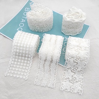 Elastic White Lace Ribbon African Lace Fabric Sewing Elasticity Lace  applique Embroidered Lace Trim Wedding Clothing Accessories