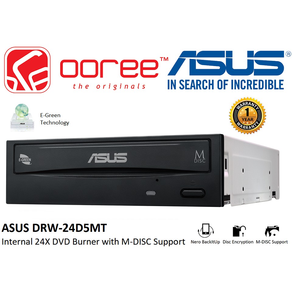 [RETAIL PACK] ASUS DRW24D5MT INTERNAL 24X DVD BURNER WITH MDISC