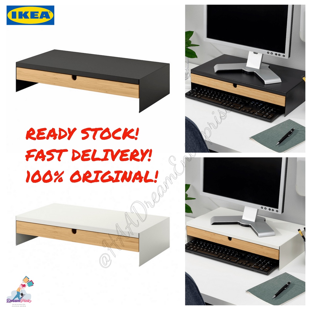 🔥READY STOCK🔥 IKEA ELLOVEN Monitor stand with drawer, white black ...