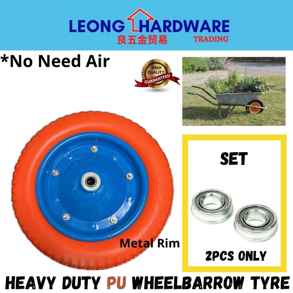 Heavy Duty Tayar Mati Kereta Sorong Tolak Roda 13 X 3 Pvc Wheel Barrow Wheelbarrow Nylon Tyre 0132