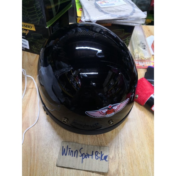 Mhr Topi Helmet Hitam Separuh High Quality Shopee Malaysia