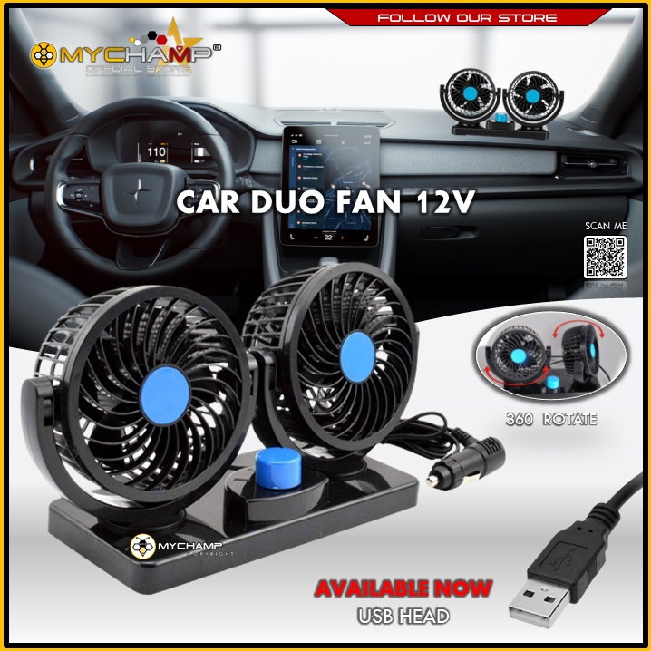 360° Degree Usb Fan Car Fan Air Cooler Fan Kipas Mini Kereta Usb 12v