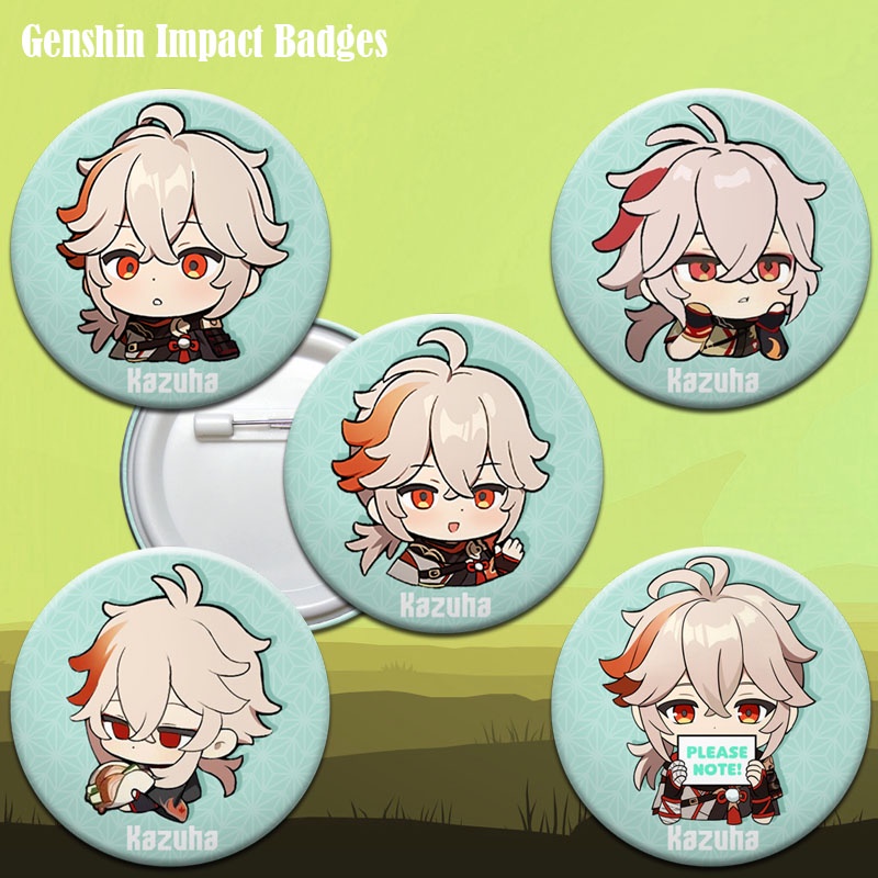 Genshin Impact Chibi Cute Character Kazuha Pin Button Badge 58mm ...