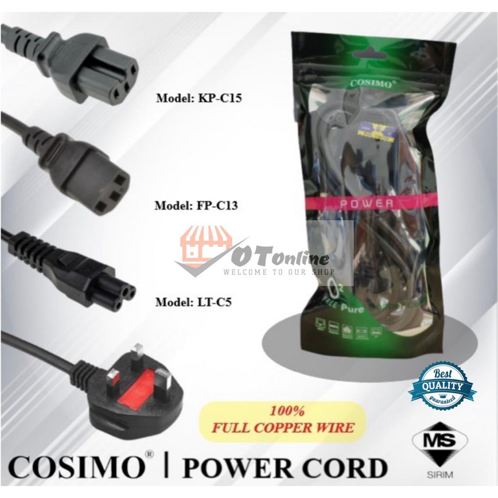 COSIMO 3 PIN 1.5M-1.8M 10A 240V Malaysia UK Plug Wayar Power 13A Fuse ...