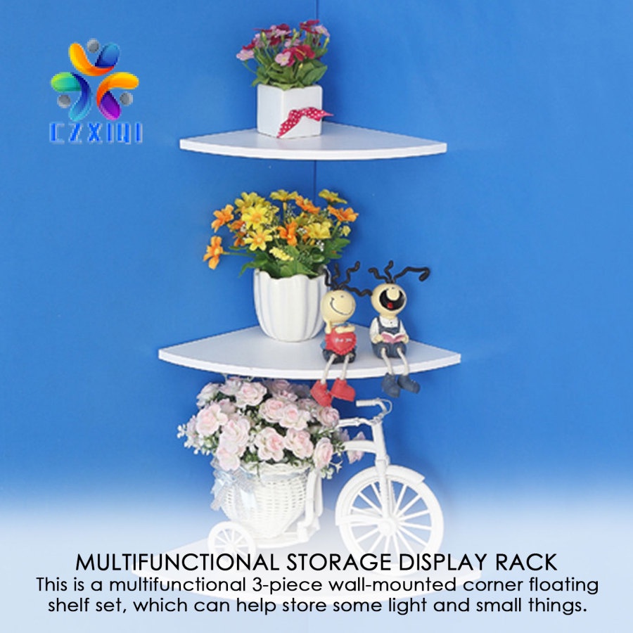 3piece Floating Corner Shelf，White Corner Wall Shelf Round Corner Wall