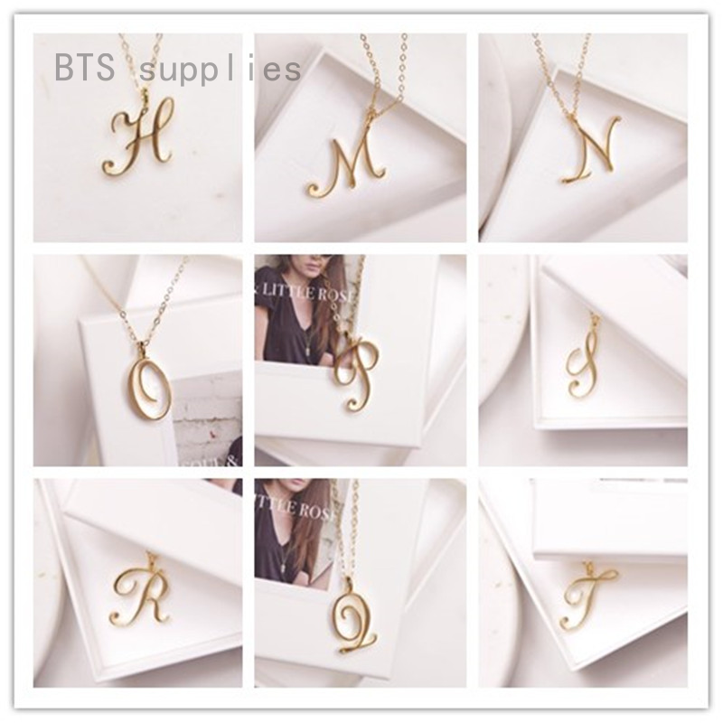 26 Letter Name Necklace Alphabet Initial Necklace Cursive Letter 