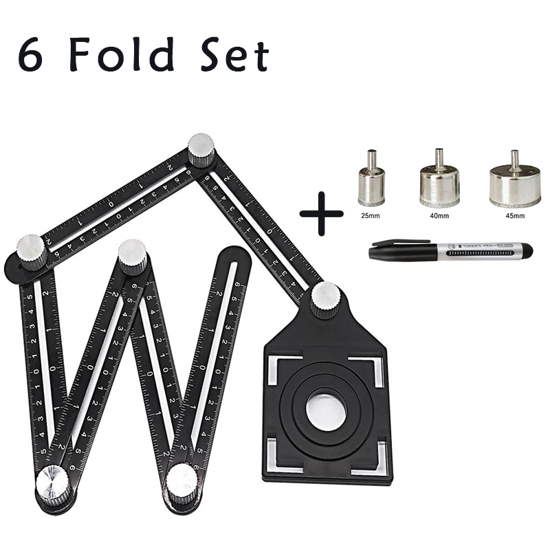 6 Fold Set Construction Angle Measuring Ruler Aluminum Alloy Perforated ...