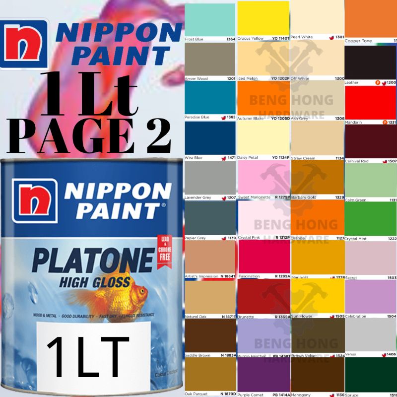 1L Nippon Paint Platone High Gloss Wood & Metal Paint Cat Kayu & Cat ...
