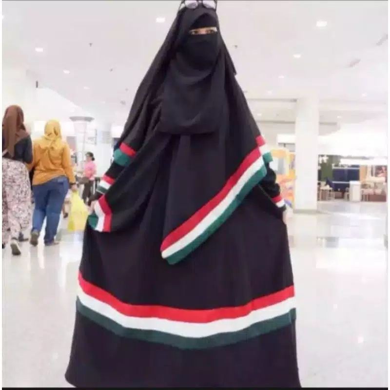 PUTIH Palestinian Robe SET +HIJAB +NIQAB Veil 0COD Palestinian Robe ...