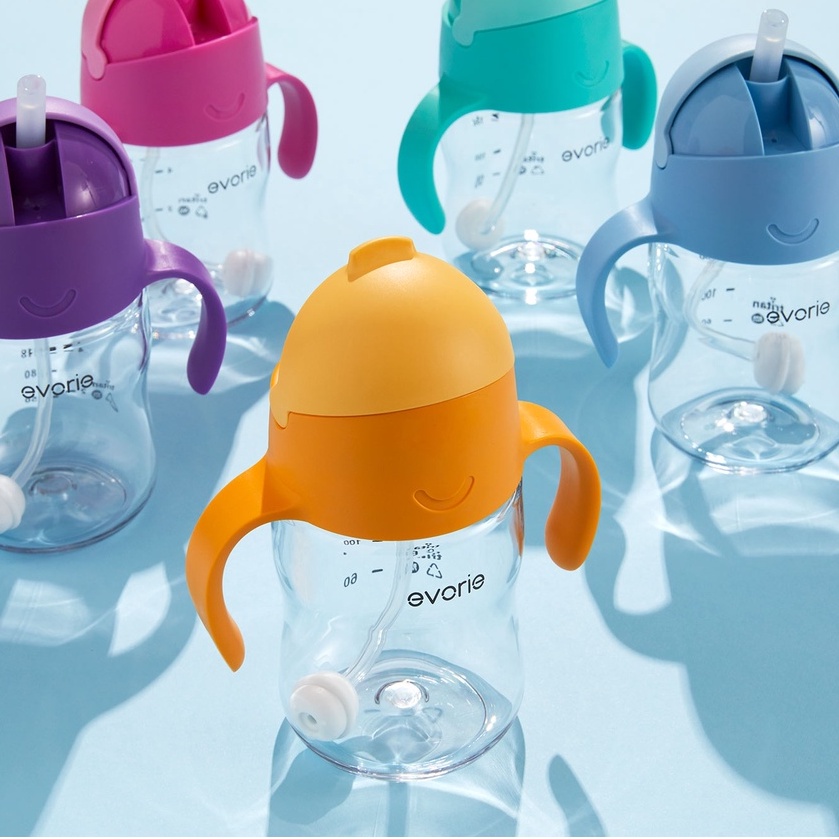 AwardWinning Evorie Tritan Baby Straw Sippy Cup Water Bottle 200mL