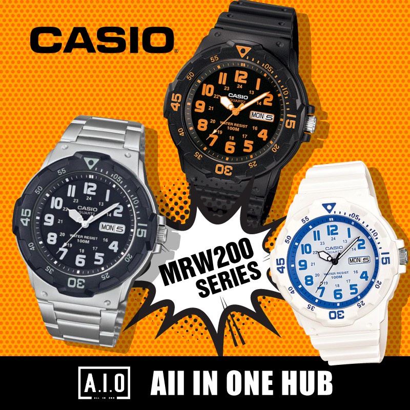 100 Authentic Casio Men s Diver Style MRW200 MRW 200H MRW 200HC MRW 200HD Series Black Resin Band Watch. Shopee Malaysia