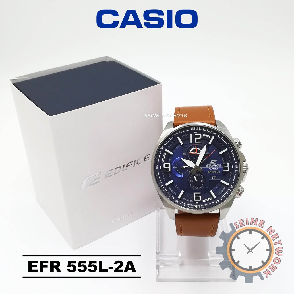 Casio Edifice EFR 555L Multi Hands Blue Dial Quartz Analog Brown Leather Band Men Watch Jam Tangan Lelaki Shopee Malaysia