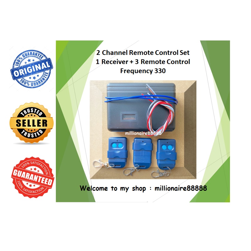 2 Channel Remote Control Set for Auto Gate Alarm Door Access 330 / 433 1 Receiver & 3