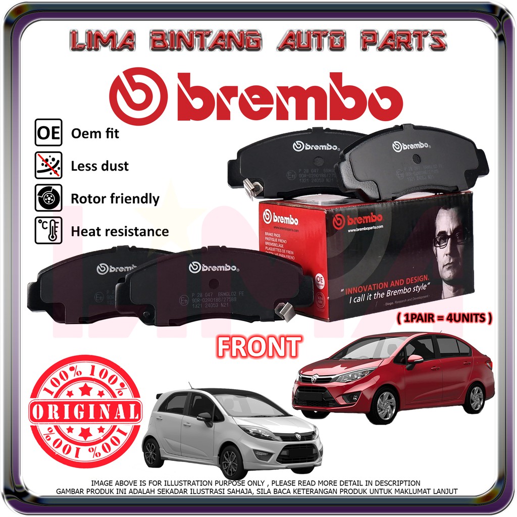 Proton Iriz , Persona VVT Front Brake Pads , Disc Brake Pad Brembo