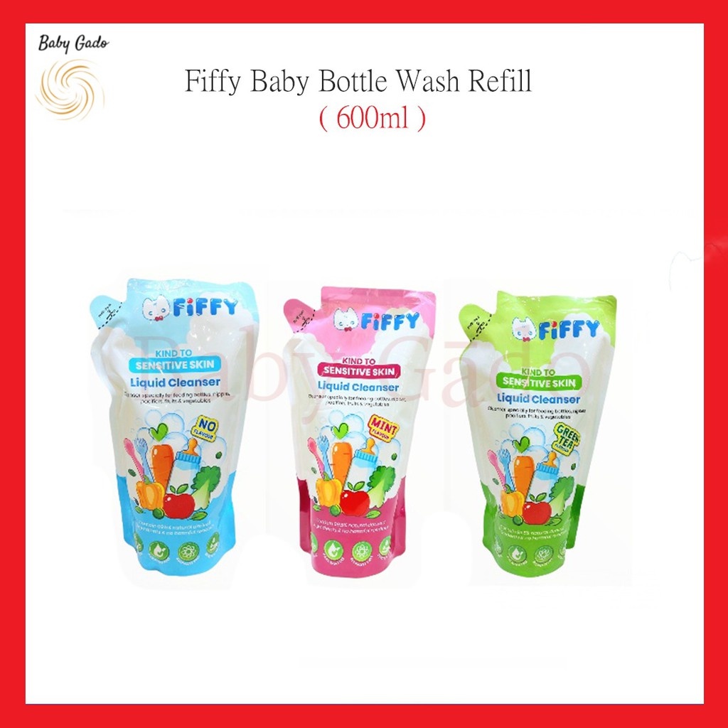 Fiffy Baby Bottle Wash Liquid Cleanser 600ml Refill Pack (No Flavour
