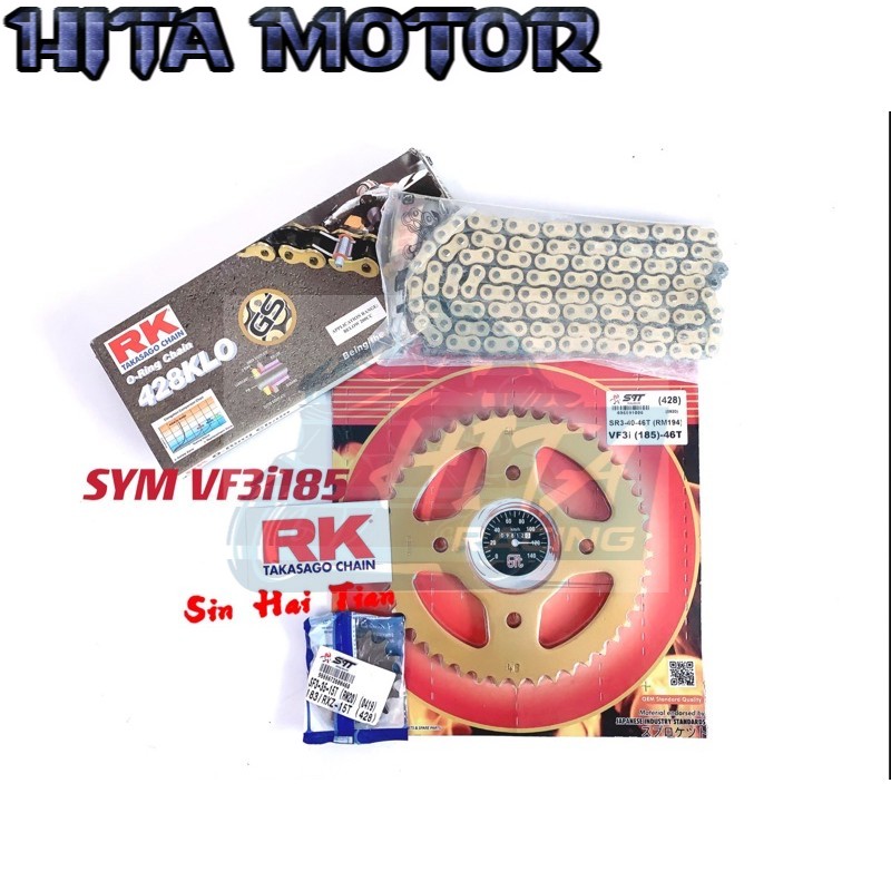 428 RK ORING SYM VF3I185 SPROCKET SETS WITH RK 428 ORING GOLD CHAIN ...