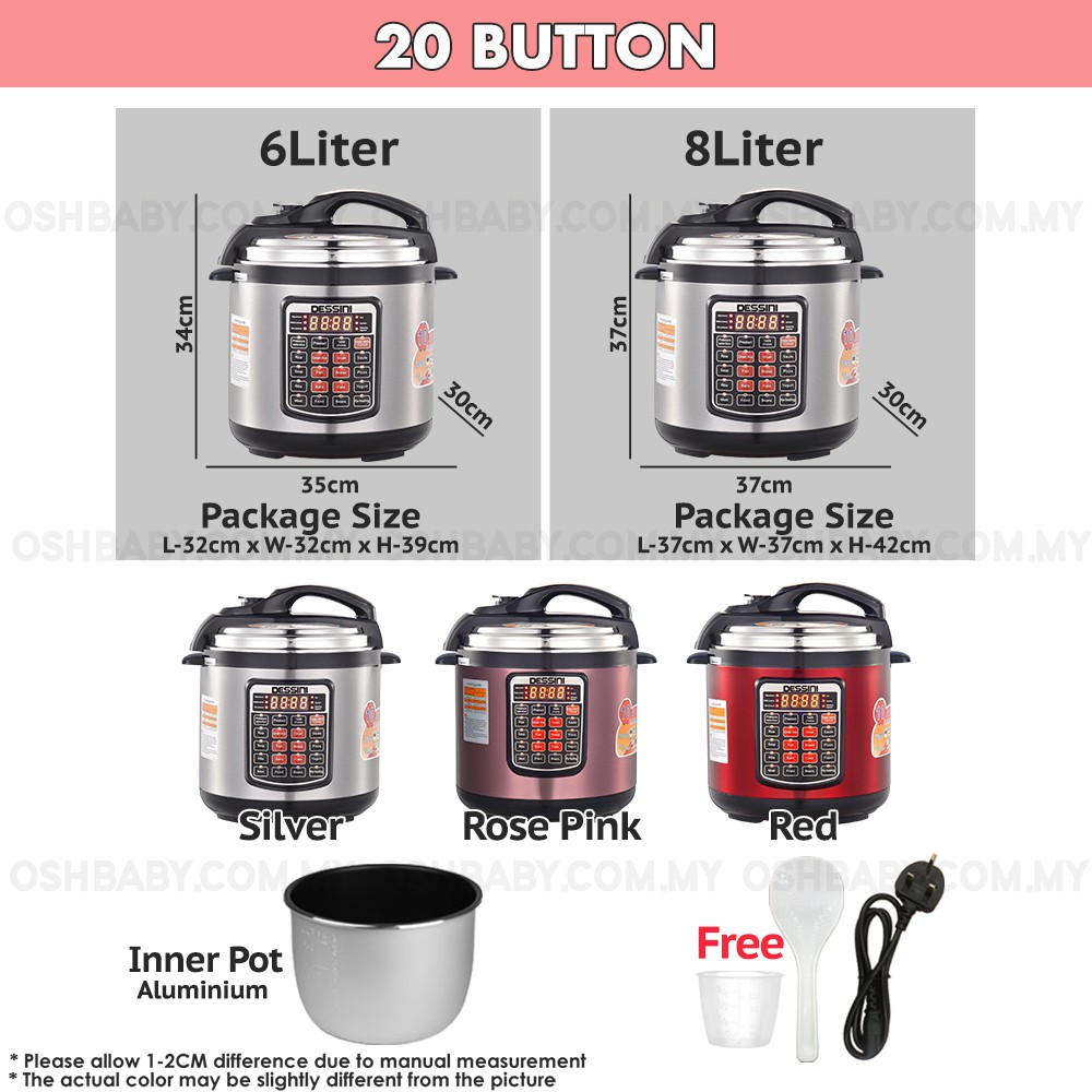 DESSINI PRESSURE COOKER 6L 8L 15 BUTTON 20 BUTTON Shopee Malaysia