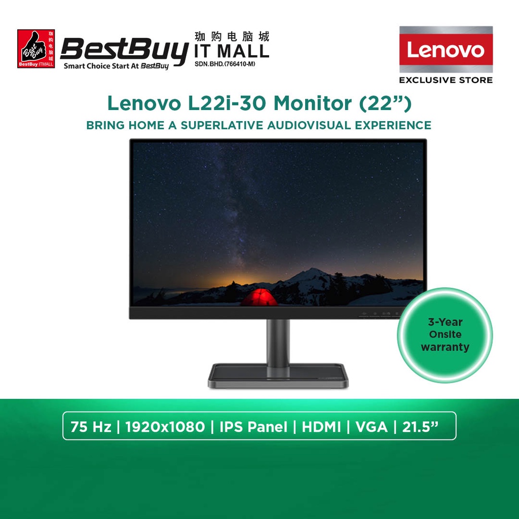 Lenovo L22i-30 / D22e-20 / D24-40 / VGA & HDMI Monitor (21.5