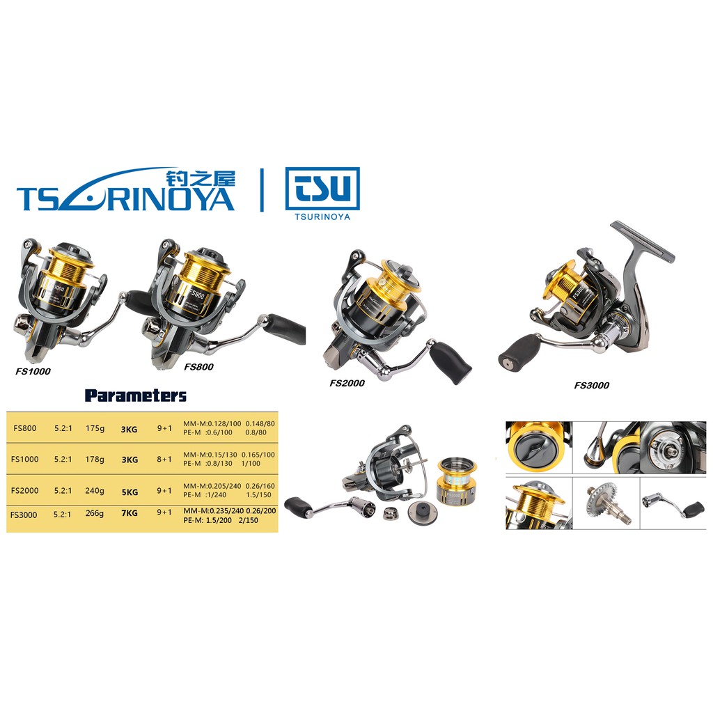 Tsurinoya Malaysia FS800/FS1000 SW Spinning Reel/UL Reel