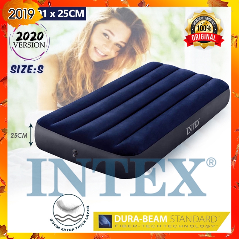 INTEX 64756 0.76M Inflatable Air Bed Mattress Single Size With 2-in-1 ...
