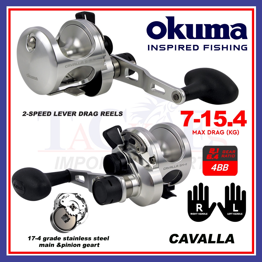 2 Speed Lever Drag Reels Okuma Cavalla Fishing Reel Max Drag (7.0