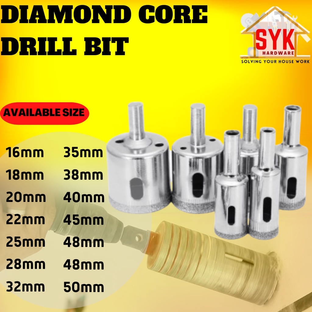 SYK DIAMOND Core Drill Bit (16mm50mm) Mata Drill Bit Set Hole Saw