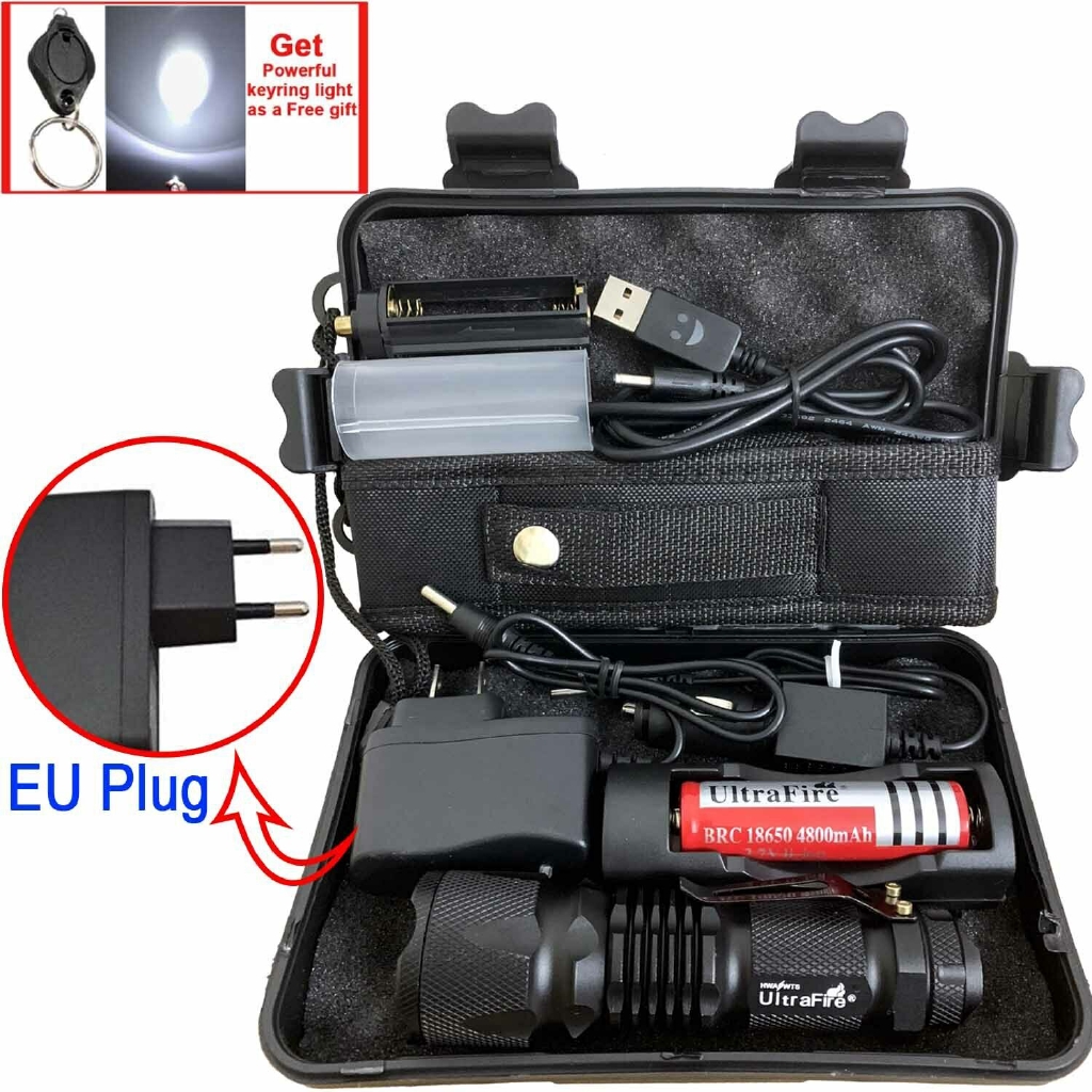 90000LM Zoom Ultrafire X800 Tactical Military T6 LED Flashlight Torch ...