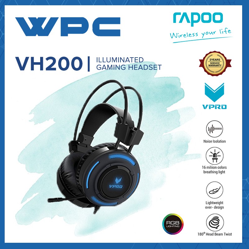 RAPOO VH200 ILLUMINATED GAMING HEADSET BLACK Shopee Malaysia