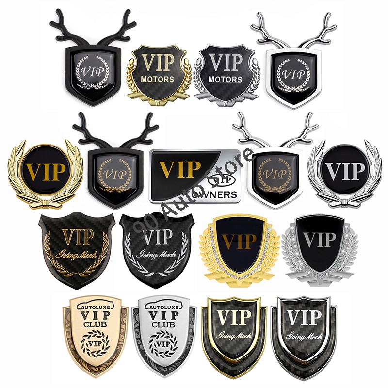 VIP Logo Modified Shield Carbon Fiber Car Body Sticker Auto Window Rear ...