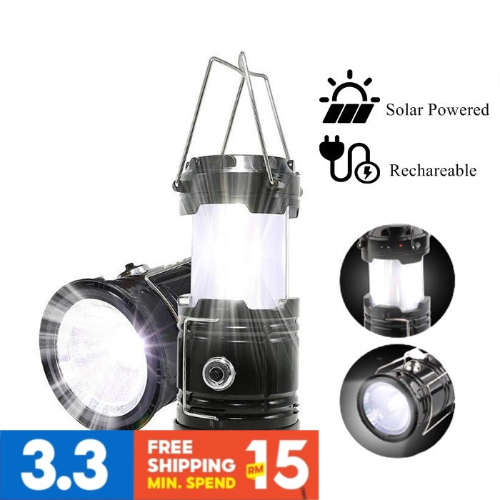 (READY STOCK)- Super Bright Rechargeable Solar Camping Light Lantern ...