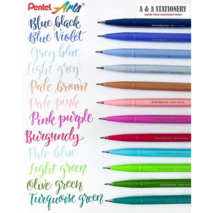 Pentel Fude Touch Brush Sign Pen SES15C (PASTEL COLOR) | Shopee Malaysia