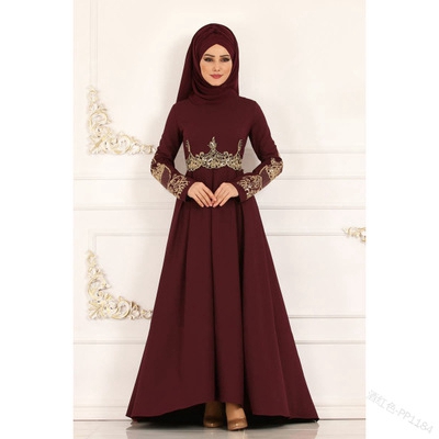 Raya Moden Muslimah Long Sleeve Jubah Abaya Muslimah Women Fashion Gown Maxi Dresses Elegant Dress Plus Size 5XL Arab Jubah Evening Dress