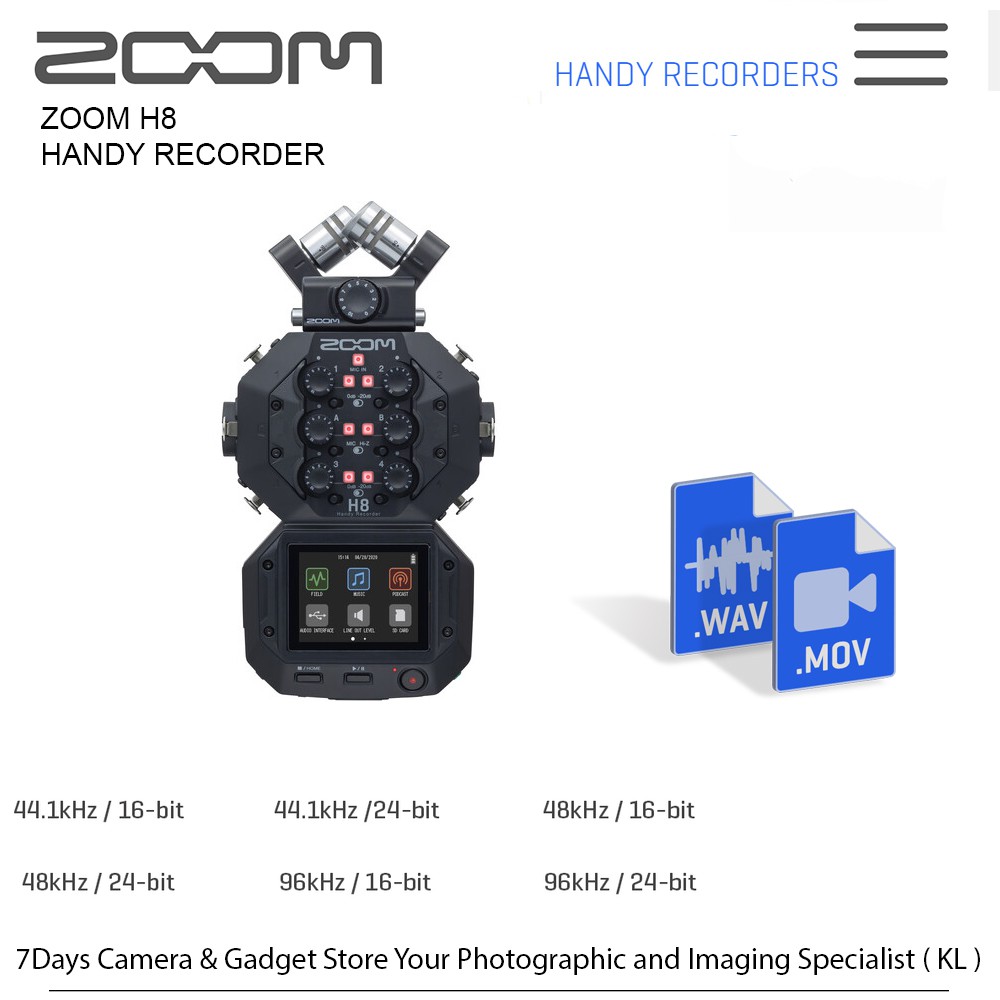 ( READY STOCK ) Zoom H8 8Input / 12Track Portable Handy Recorder