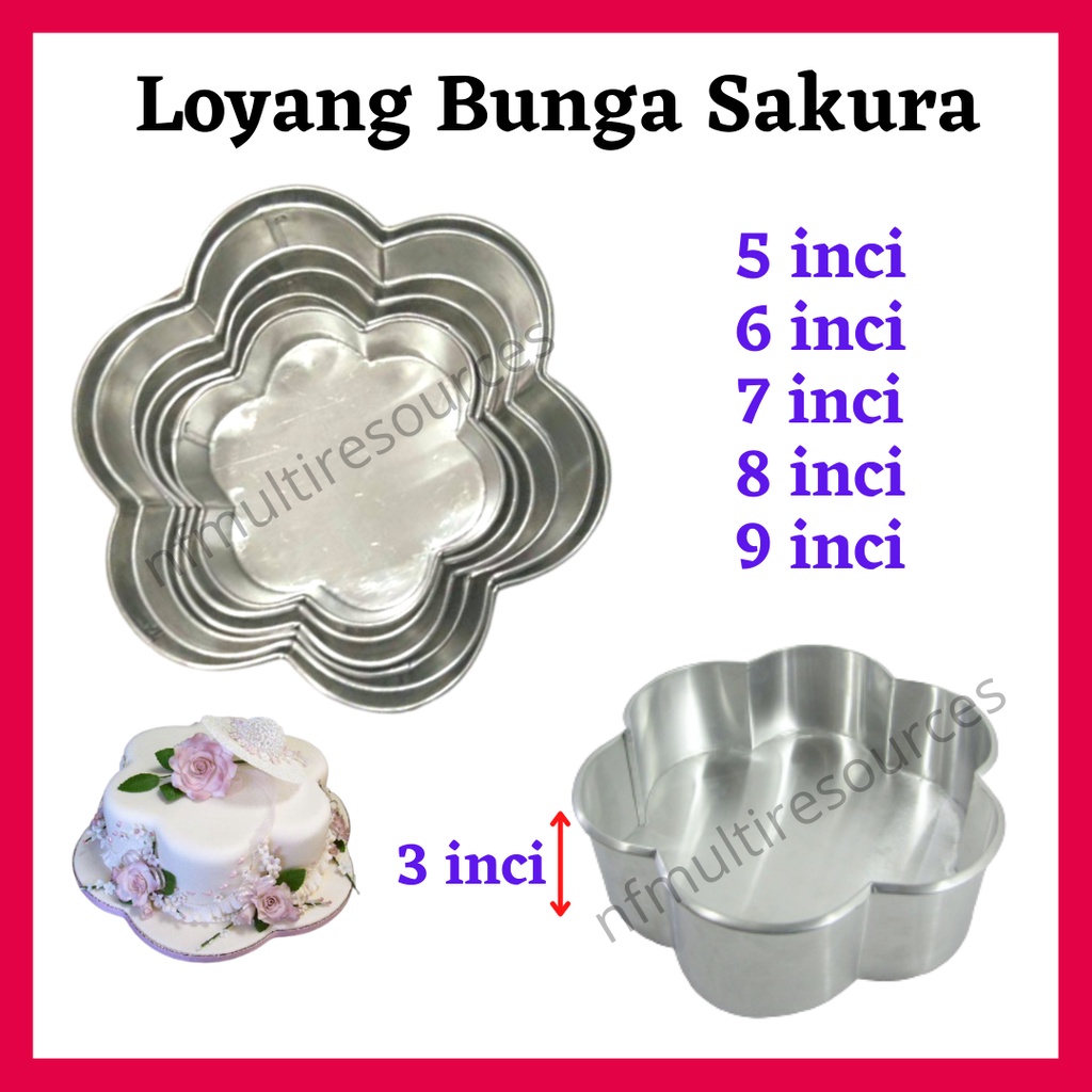 Loyang Bunga Sakura Shape Cake Mould Flower Baking Pan 6 inci 7 inci 8