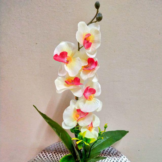 1 Set Mini Bunga Orkid Tiruan Hiasan + Pasu / Mini Orchid Flower ...